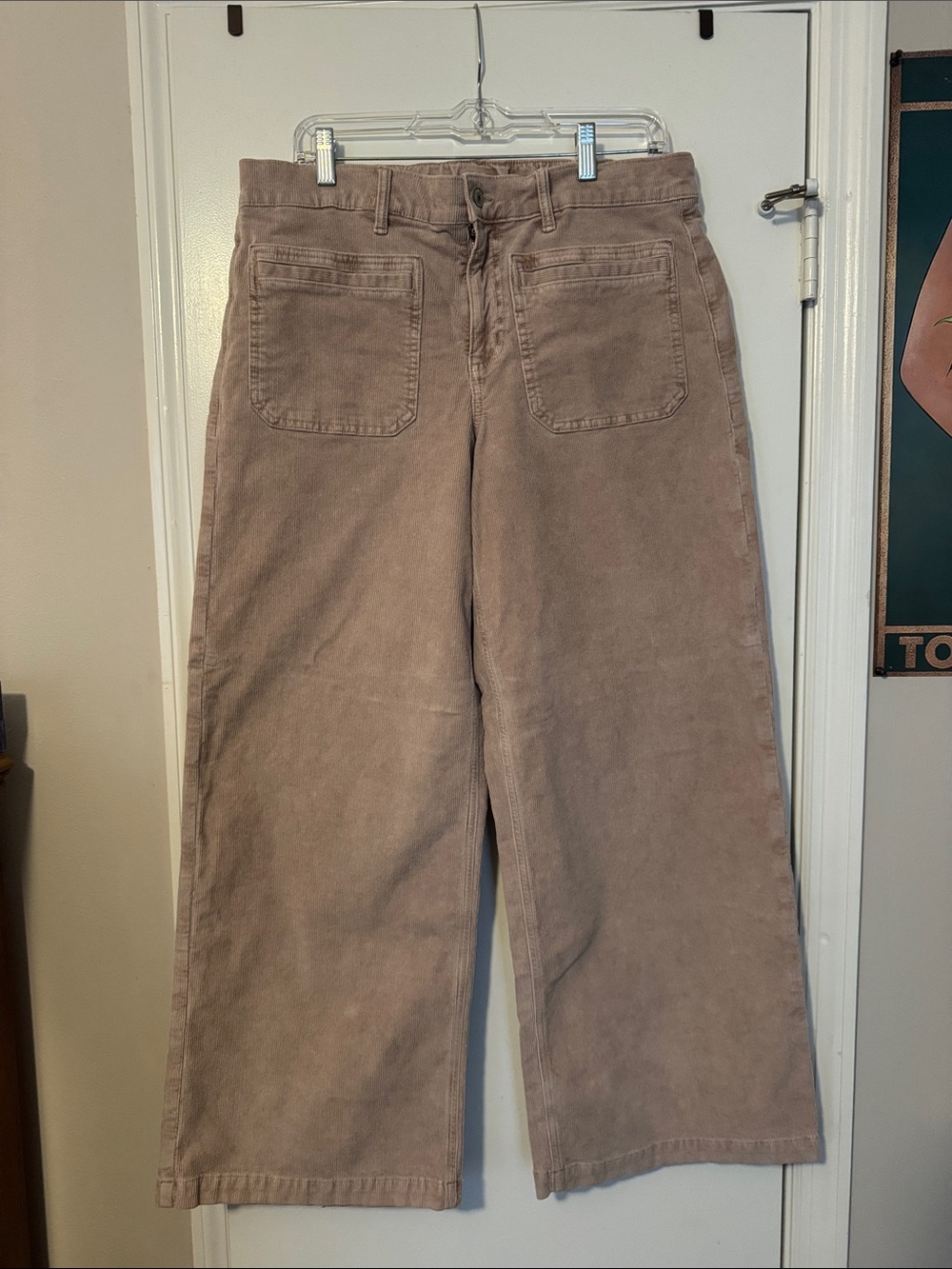 American Eagle Outfitters Wide-Leg Corduroy Pants - Taupe Beige
